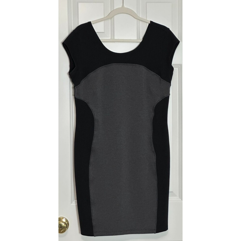 Athleta Illusion Mini Dress Size Large Black Gray Career Athleisure‎ Stretch